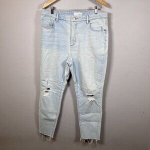 LOFT Curvy Destructed High Waist Skinny Ankle Jeans Women’s Size 32/14